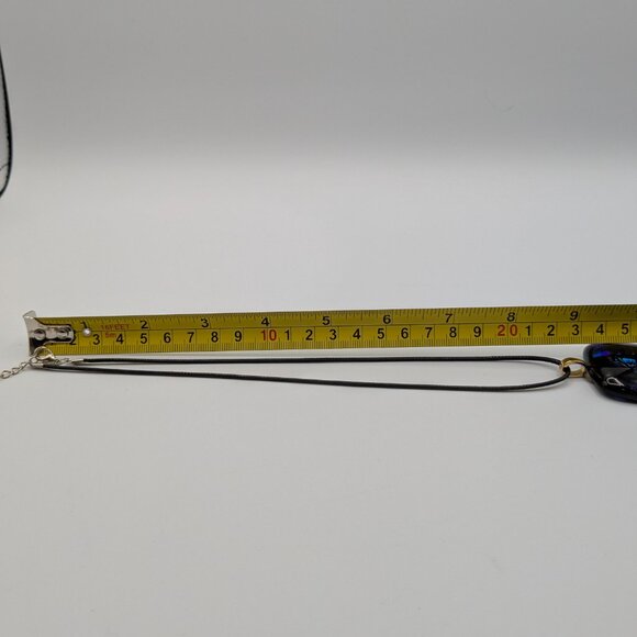 Fused Glass Dichroic Necklace, Pendant, Black Cord, 18", Multicolor - Picture 8 of 10